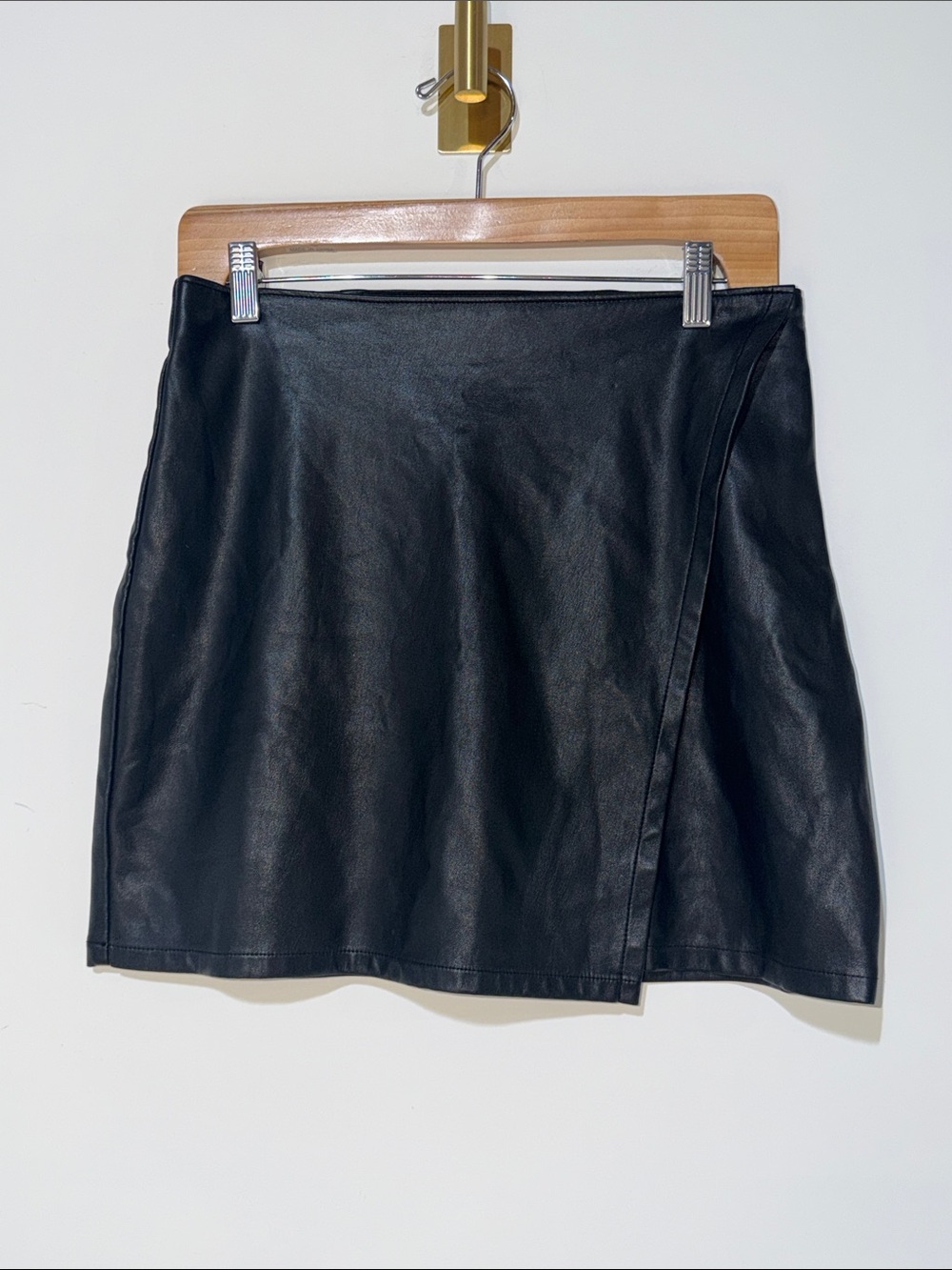 Hollister Black Faux Leather Mini Skirt size medium
